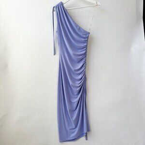Susana Monaco Gathered side split one shoulder midi dress O1